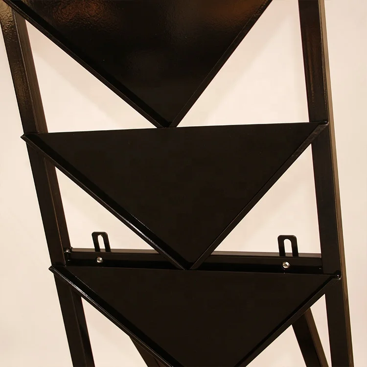 Hot Sale Custom Design Metal Black triangle Marble Ceramic Tile Stone Display Rack Quartz Sample Flooring display racks