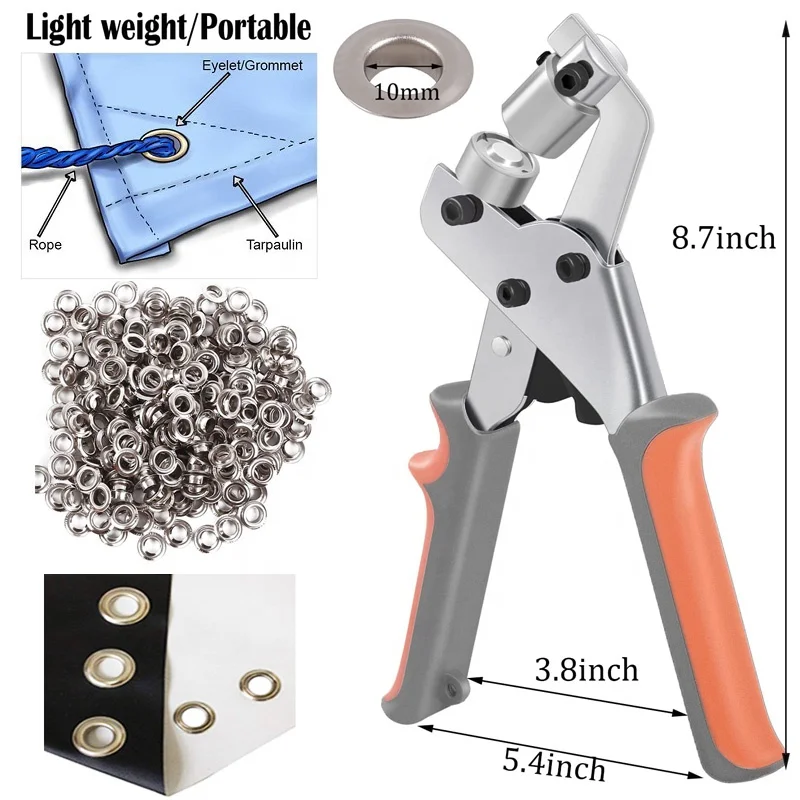 Легкий портативный ручной пресс 10 мм люверсы Заклепки плоскогубцы дырокол инструмент для занавесок кожи рекламная ткань