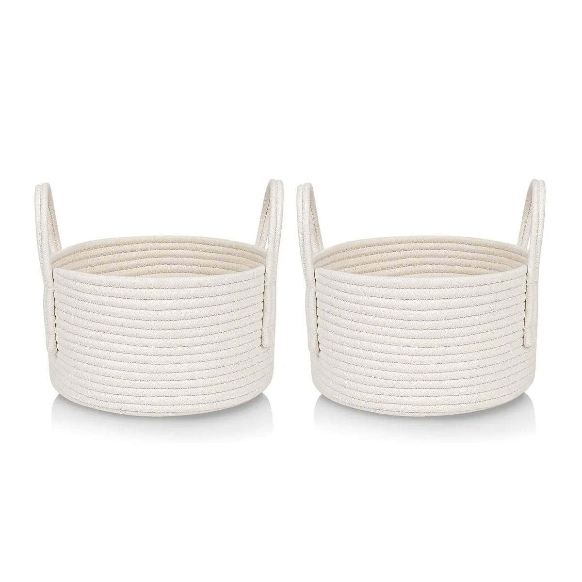 Large Woven Rope Laundry Basket with Handles Decorative Storage Basket for Clothes and Toys in Living room, Bedroom