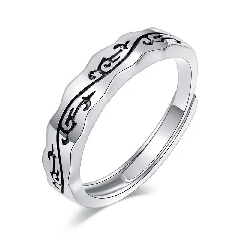 2023 Wholesale New Arrival Personality Silver Plated Adjustable Dragon Grain Ring For Men