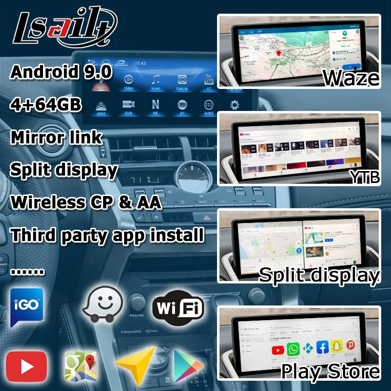 10.25 inches Android CP AA screen display for Lexus NX NX200 NX200t NX300h 2014-2017 with GPS navi wireless auto by Lsailt