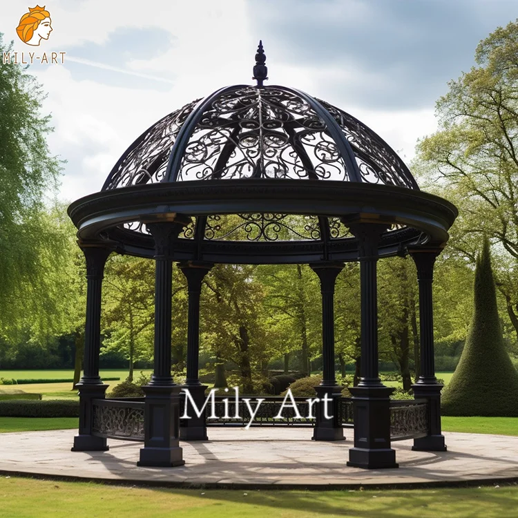 Hot Sale Outdoor Garden Large Metal Pavilion with Iron Dome Cast Iron Gazebo