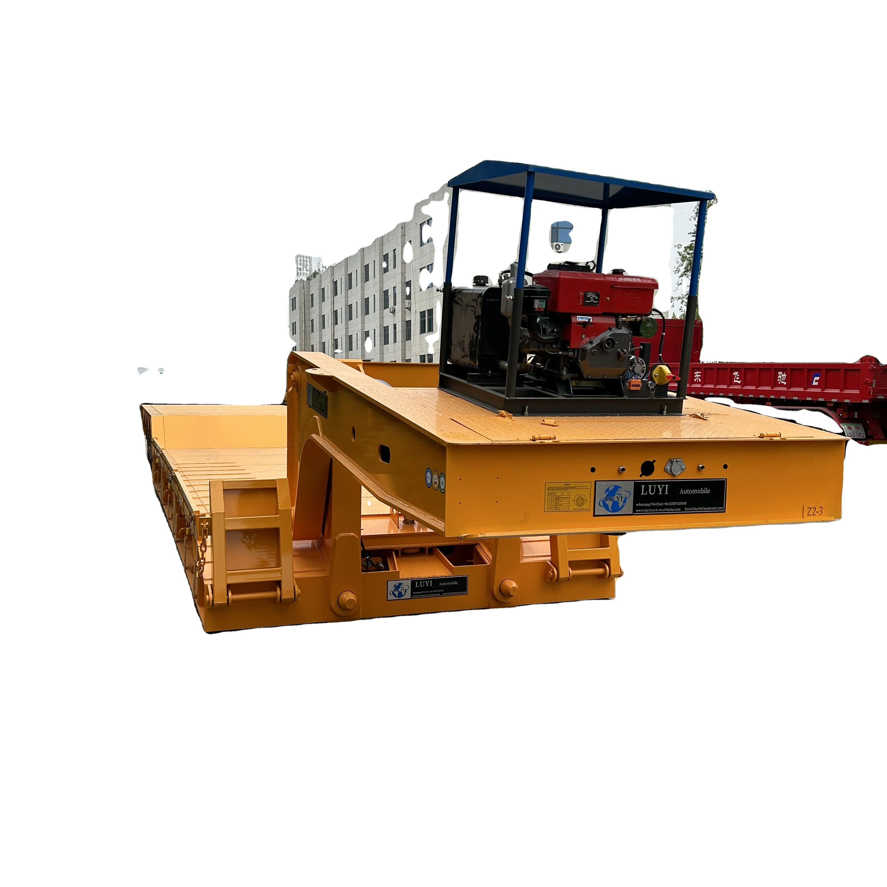 Made in China, 3/4-axis ramp flatbed semi-trailer truck, low flatbed semi-trailer, front goose head hydraulic lift