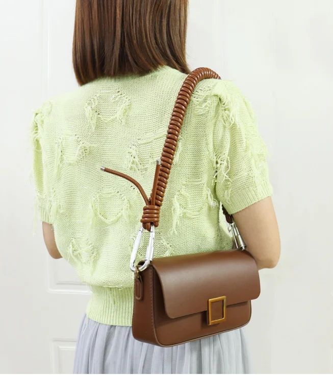 handmade New luxury customPU leather braid rope 6mm shoulder crossbody bag strap for crossbody bags rope bag strap