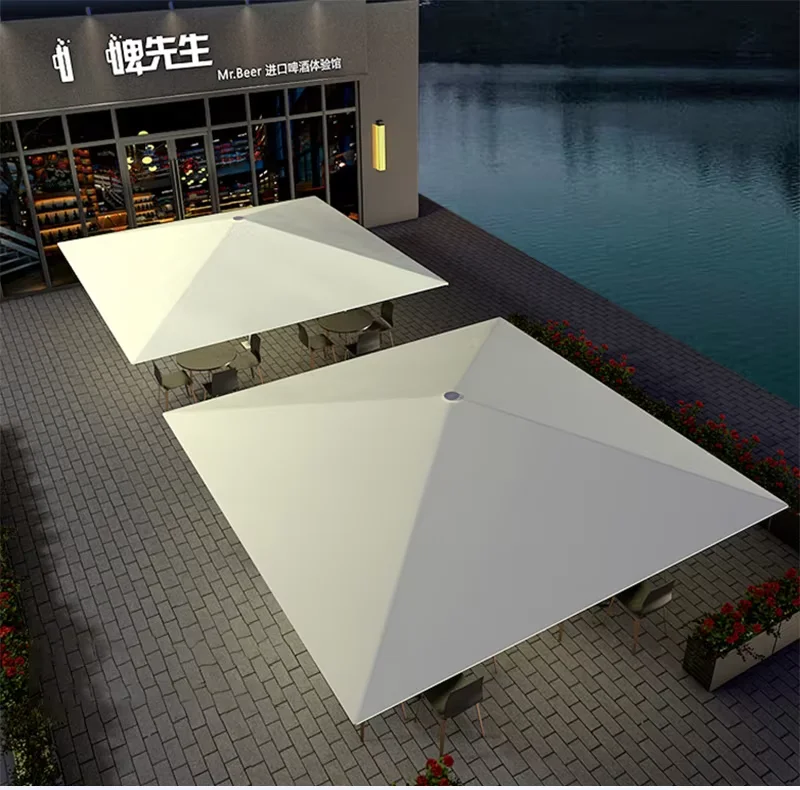 Large Size Aluminium Thick Umbrella Square Market Parasol Outdoor Garden Patio Umbrella For Parking Lot