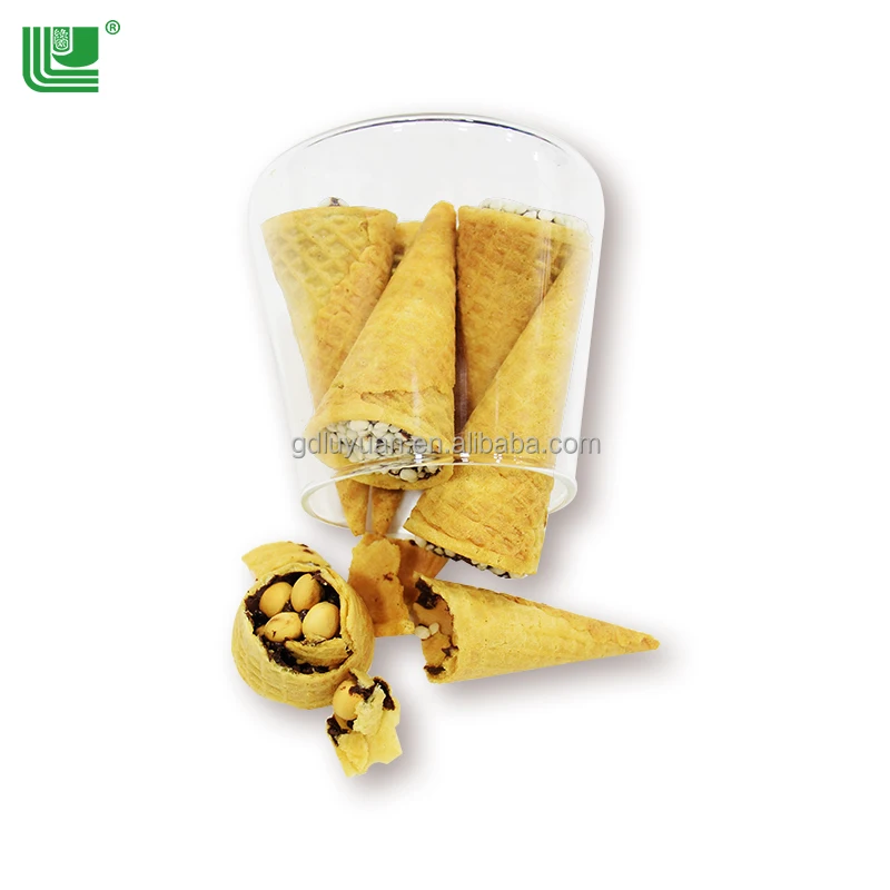 In Stock Kids Snack Chocolate Coated Biscuit Food Crispy Ice Cream Cone Shape Rice Chocolates Biscuits