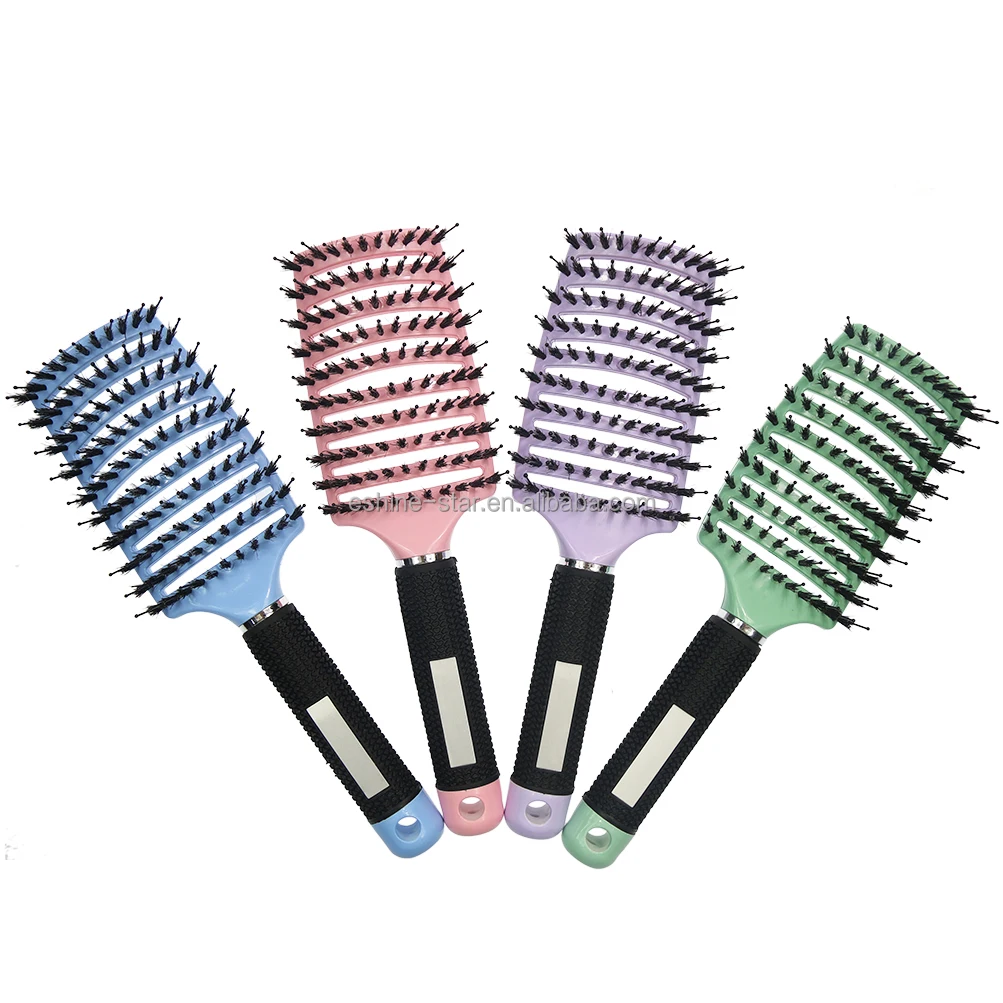 custom logo rubber grip magnet handle boar bristle mixed nylon vent hair brush styling hair brush manufacture