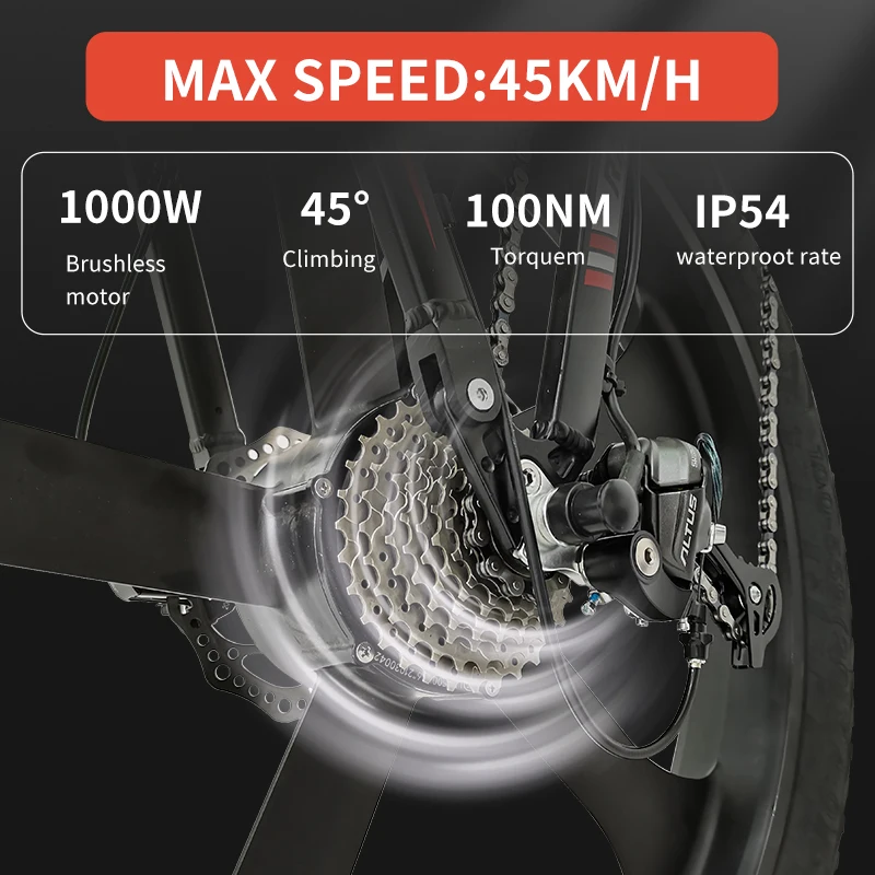 Eu warehouse ebike 1000W 750W 500W 48v 14ah 26inch SHIMANO 9speed full suspension fat bike electric mountain bike