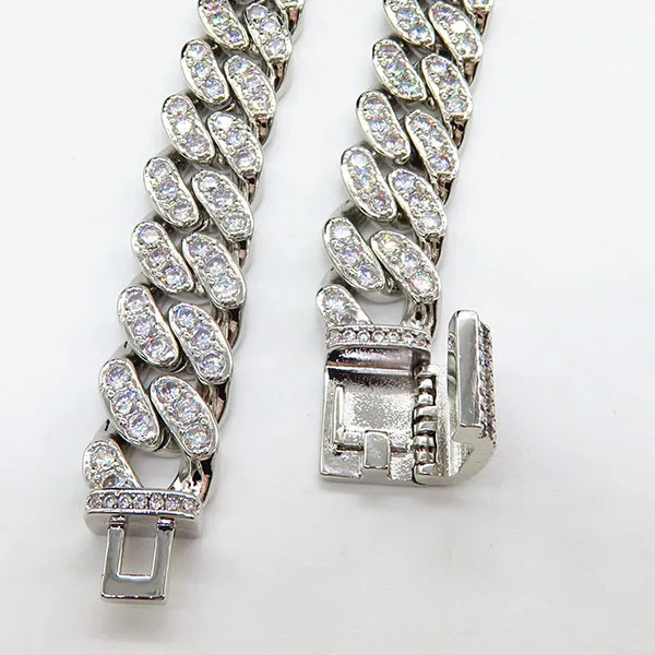 Powell Jewelry Gemstone Iced Out Pave 18K Gold Plated Jewelry Cubic Zirconia Cuban Links Necklace For Men