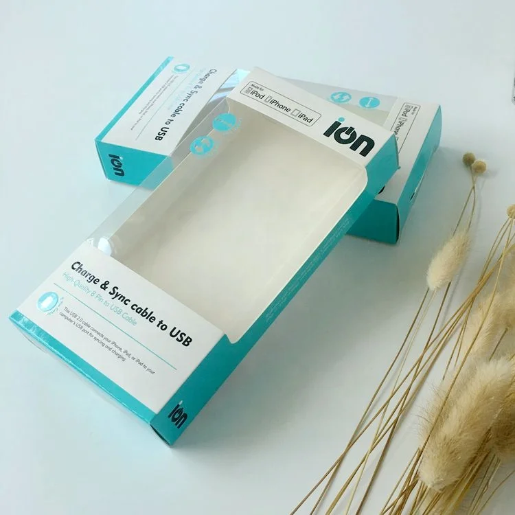 Custom Flat Foldable White Paper USB Flash Storage Box for  Charging Cable Packaging