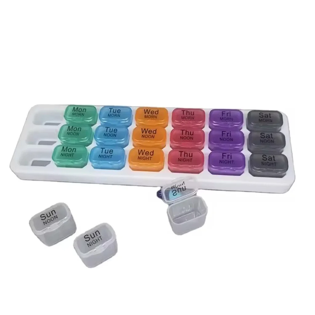 Оптовая продажа Дешевая портативная клавиатура с 21 отделением день контейнер для лекарств хранения таблеток органайзер еженедельная коробка