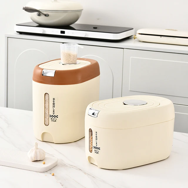 Save Space Plastic Rice Barrel Insect Proof Moisture Proof Sealed Household Grain Rice Storage Boxes Bins