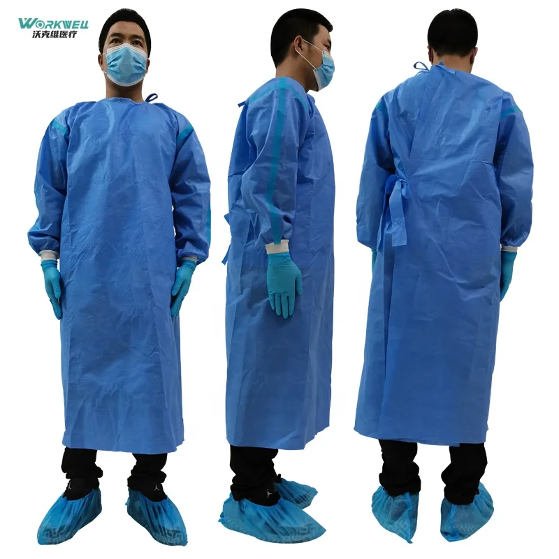 Factory directly AAMI level 3 Hospital surgical gown SMMS ASTM F1671 waterproof isolation gown disposable with Long sleeve gown