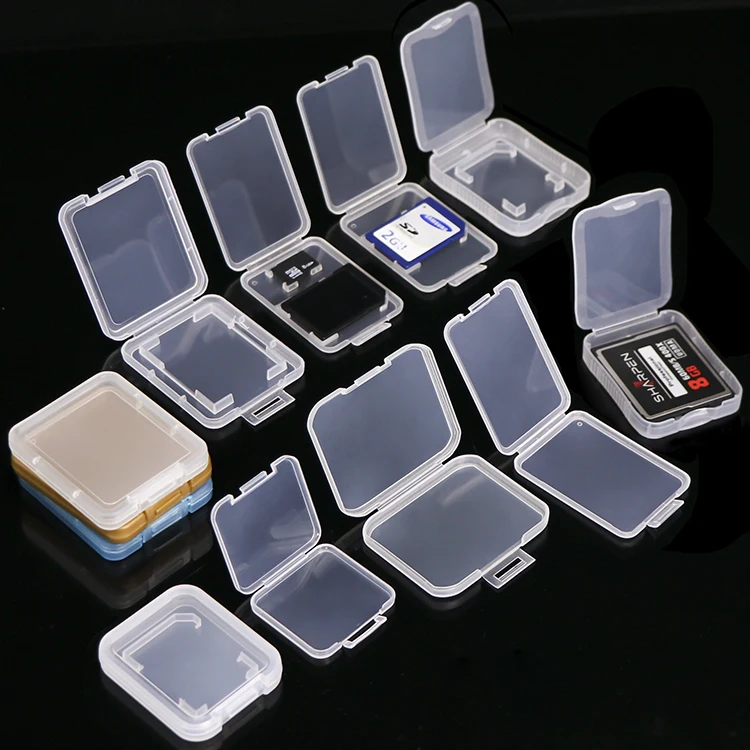 WS SD Card Holder Plastic SD MMC SDHC SDXC MicroSD PRO Duo Memory Card case Jewel Case Transparent SD Card Storage Case