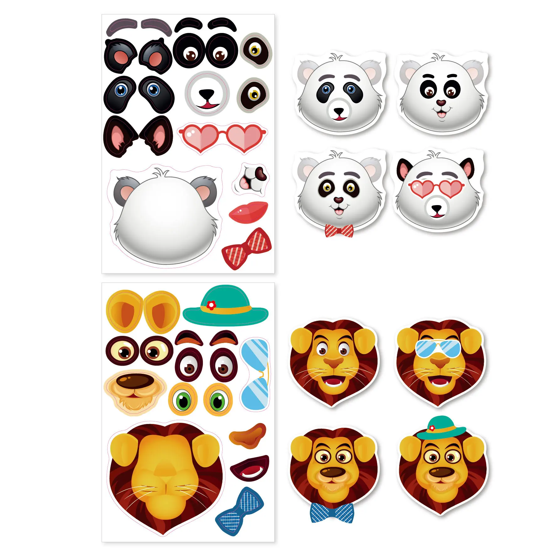 Make Your Own Stickers Kids Puzzle Make a Face Stickers Cute Animal Dinosaur Princess Children Stickers Party Favors