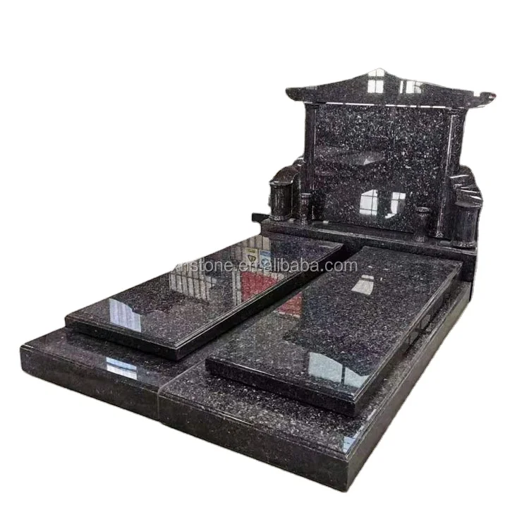 Полированный натуральный двойной надгробный камень и кладбище из черного камня Shanxi в память о семье