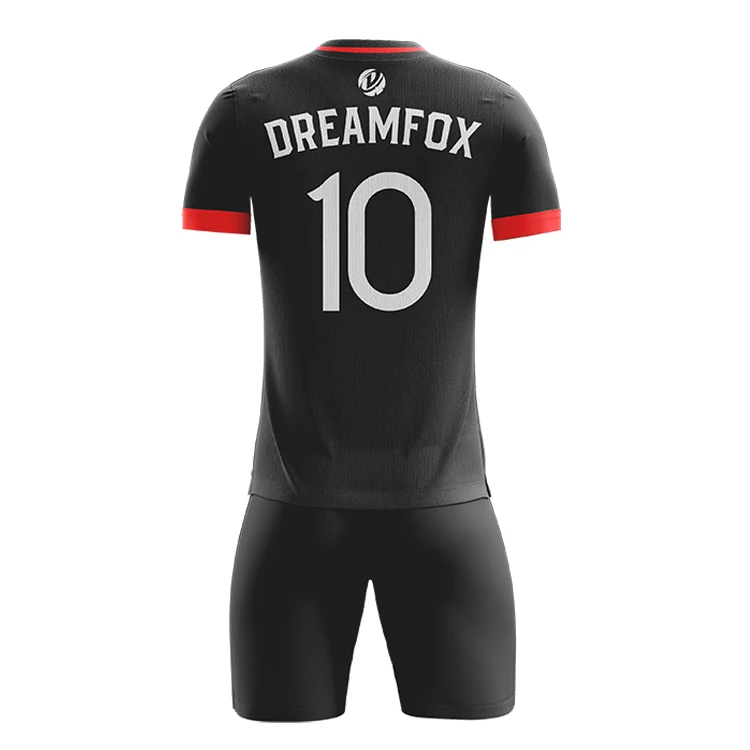 custom design black and red soccer jersey for team