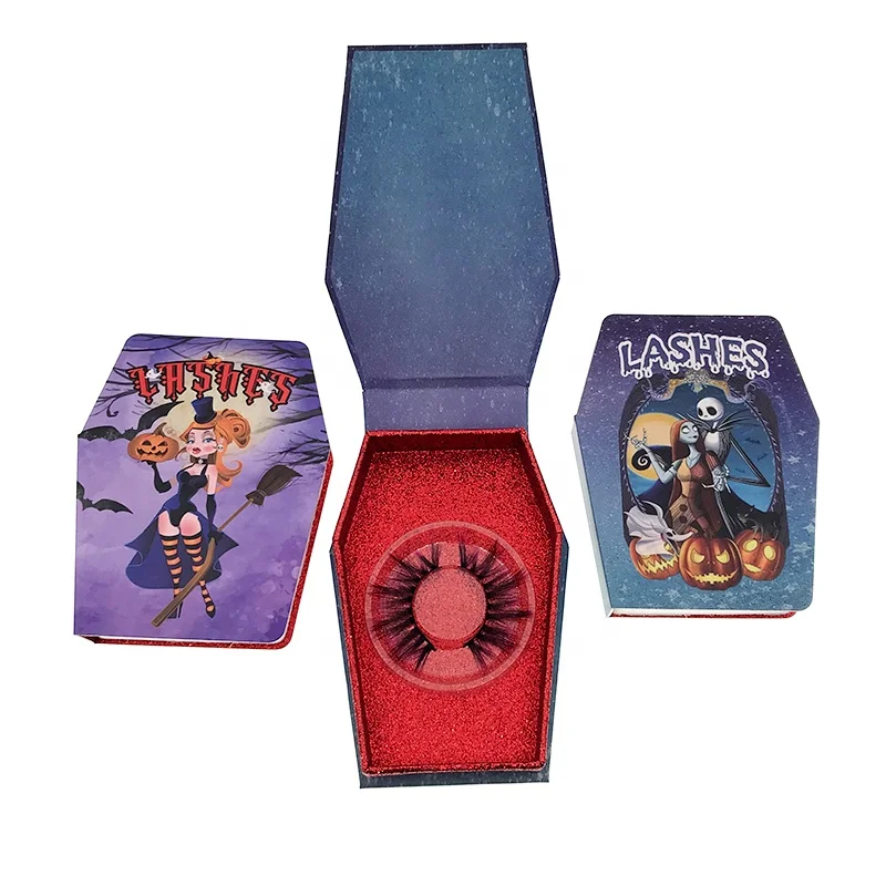 Halloween coffin lash box private label custom eyelash packaging box wholesale 25mm mink eyelash vendor eye lash packaging box