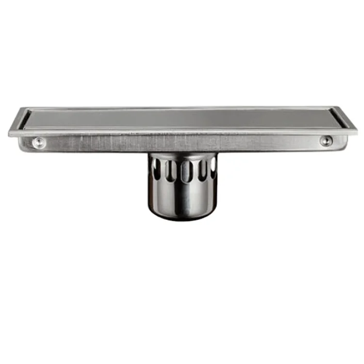 Brushed Nickel Square Anti-Odor Linear Floor Drain Bathroom Invisible Shower Floor Drain
