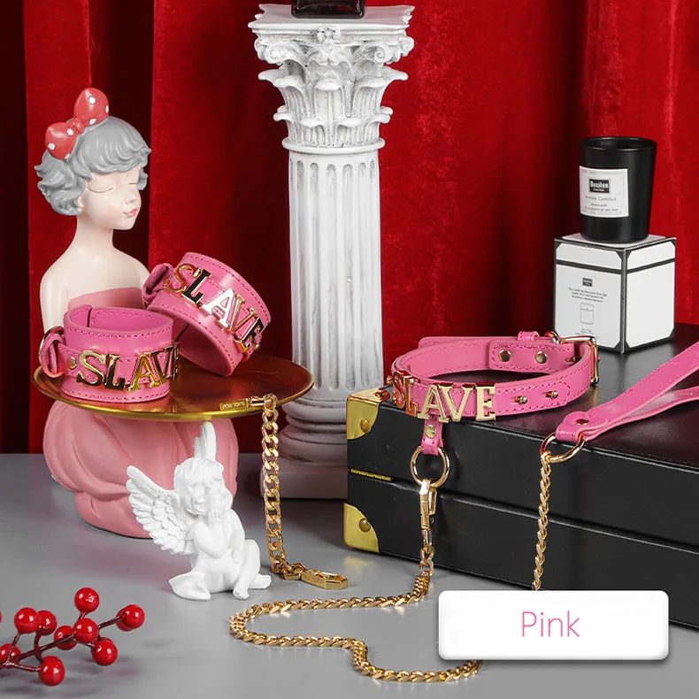 High Quality SM Leather Erotica Set  Alphabet Bondage Collar Handcuffs Other Adult Sex Products