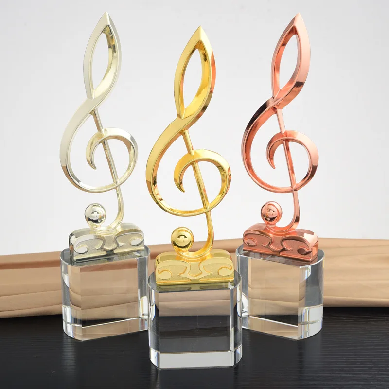 Custom Metal Microphone Music Note Trophy Competition Music Trophy