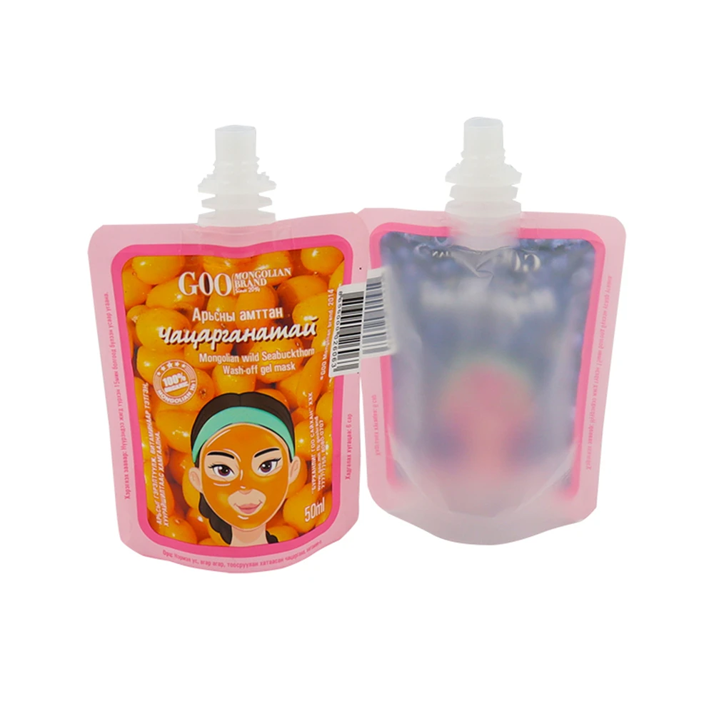 Cosmetics Bag Detergent Liquid Packaging Clear Front Foil Back Drink Spouted Stand Up Pouch Bag For Juice Filling With Nozzle