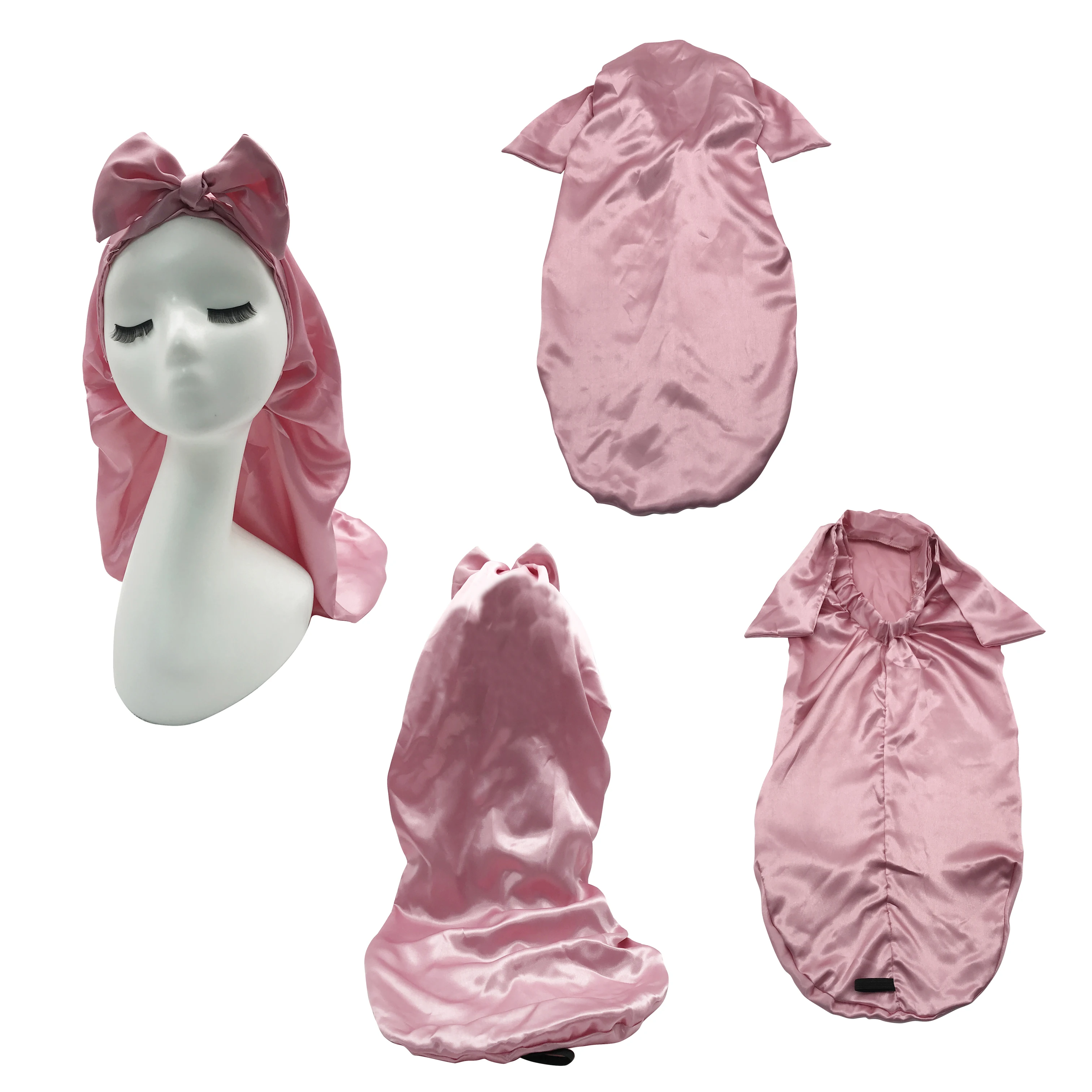 women large braid satin hair bonnets silk bonnet with tie edge band adjustable night sleep bonnet hat