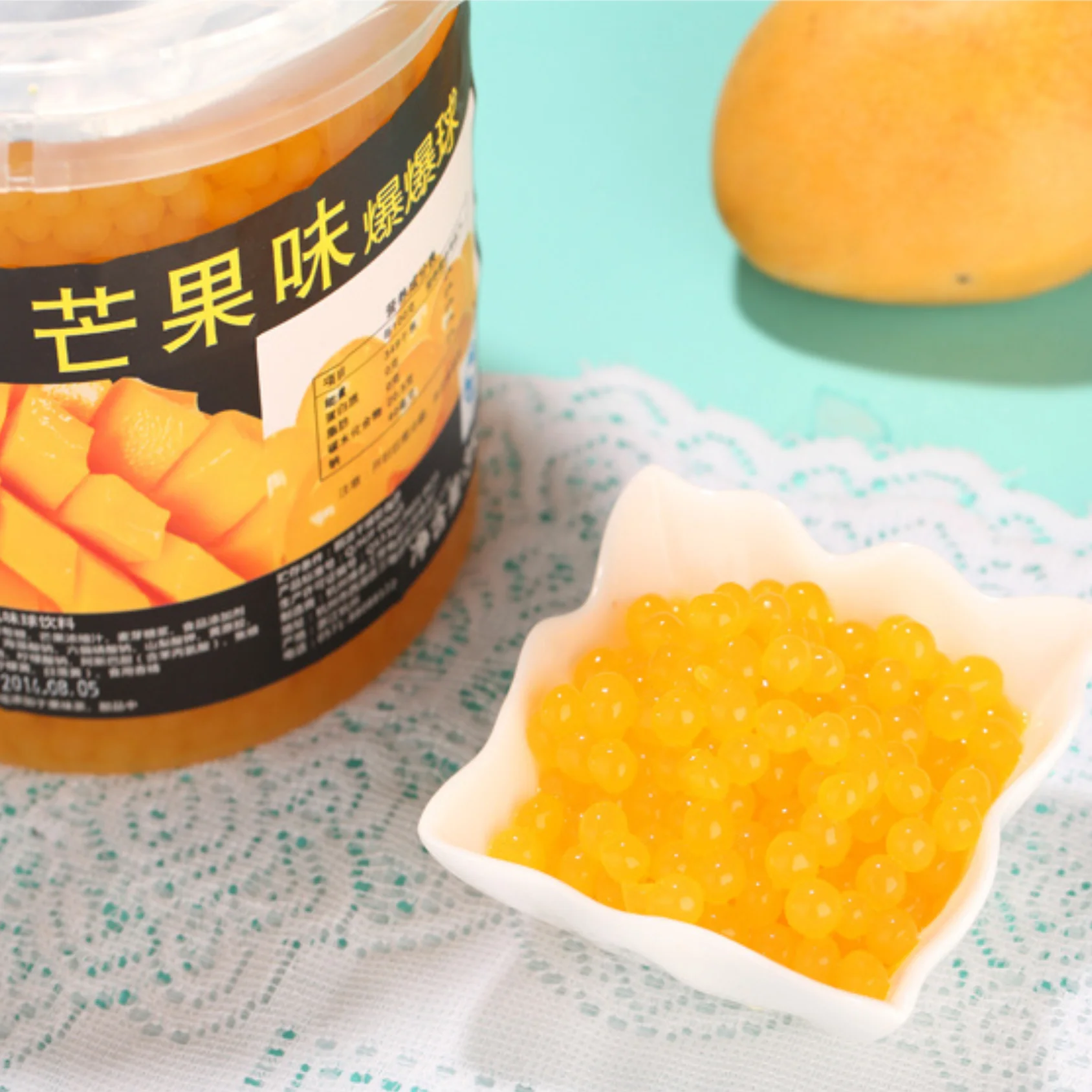 Factory Wholesale BODUO Yummy 3KG Fruit Flavored Boba Pop Mango Popping for Tapioca Milk Tea