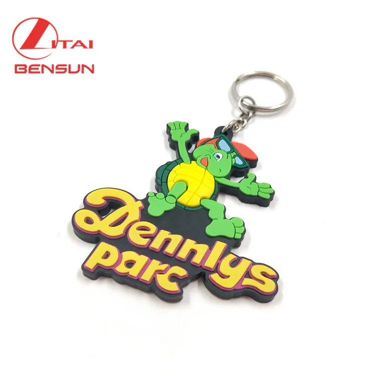 High Quality 2D/3D Custom sublimation Promotional Gifts Green Turtle PVC Keychain