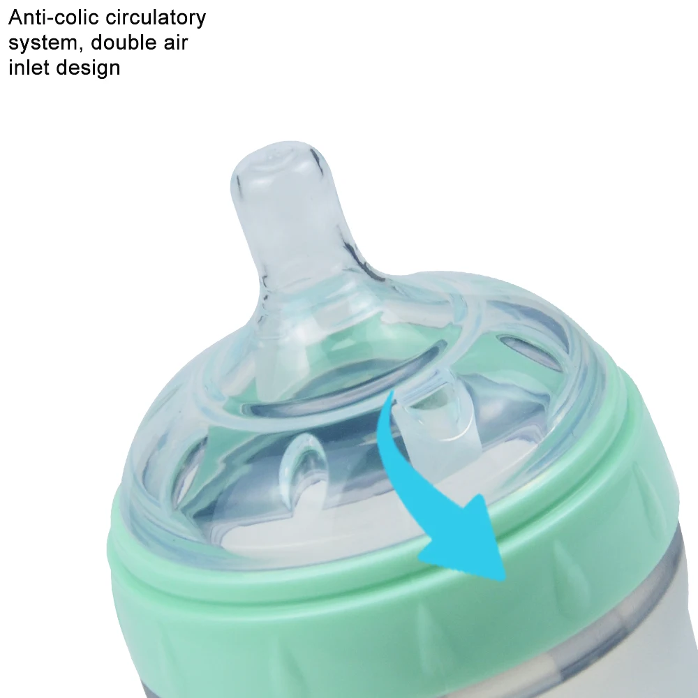 Infant Toddler Eco Wide Hand Free Pink Set Child Anti Colic Bpa Water Food Grade Silicone Kid Milk Feed Bottle for Baby