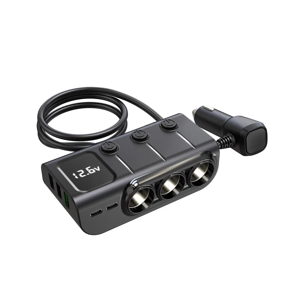Fast 3 USB Car Charger Adapter QC PD 3A Car Cigarette Lighter Adapter 12V 120W Car Cigarette Lighter Splitter Charger
