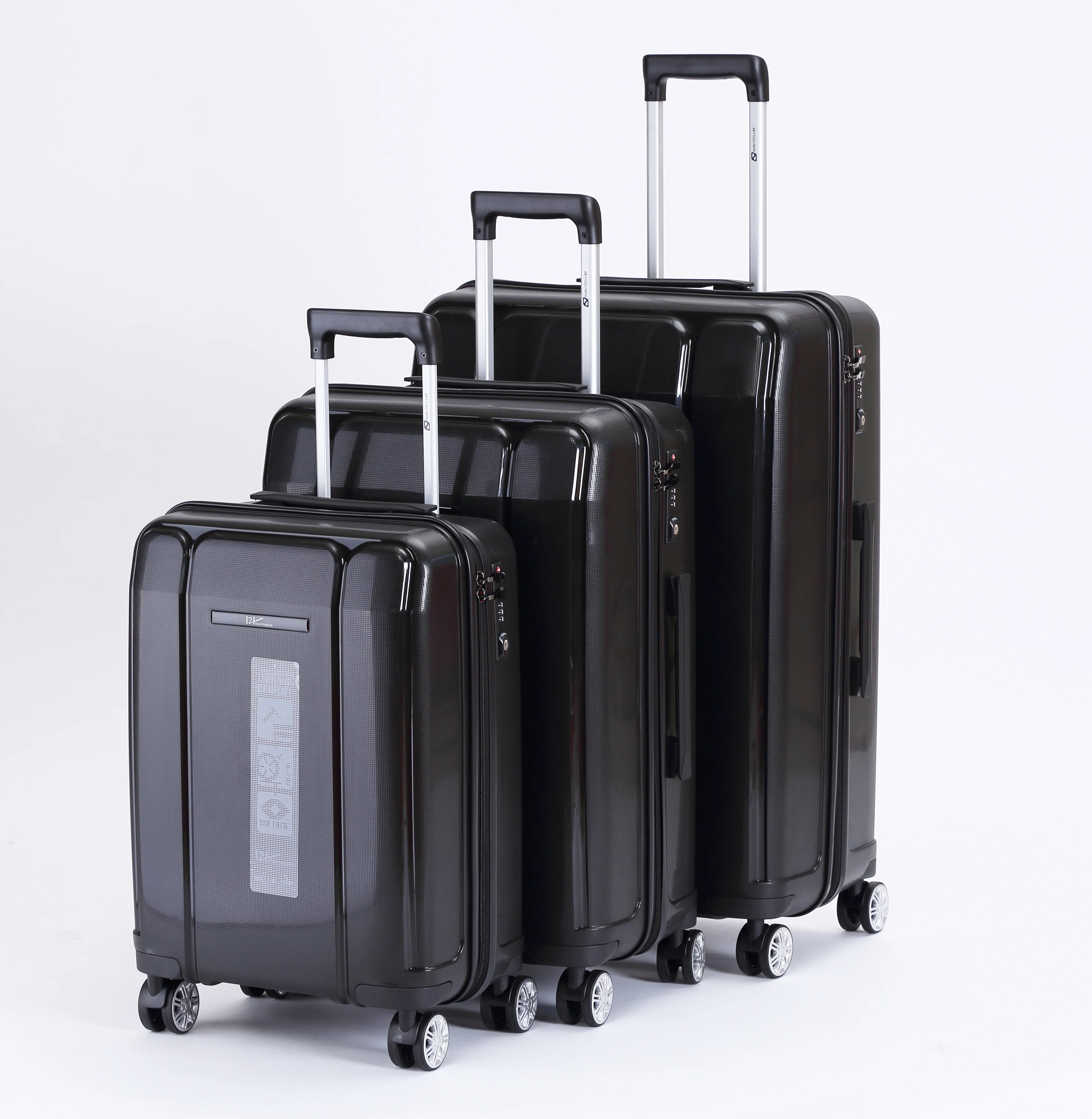 
Travel suitcase Set Black PP Trolley Luggage Unbreakable maletas Carry On 8 wheels valise de voyage 