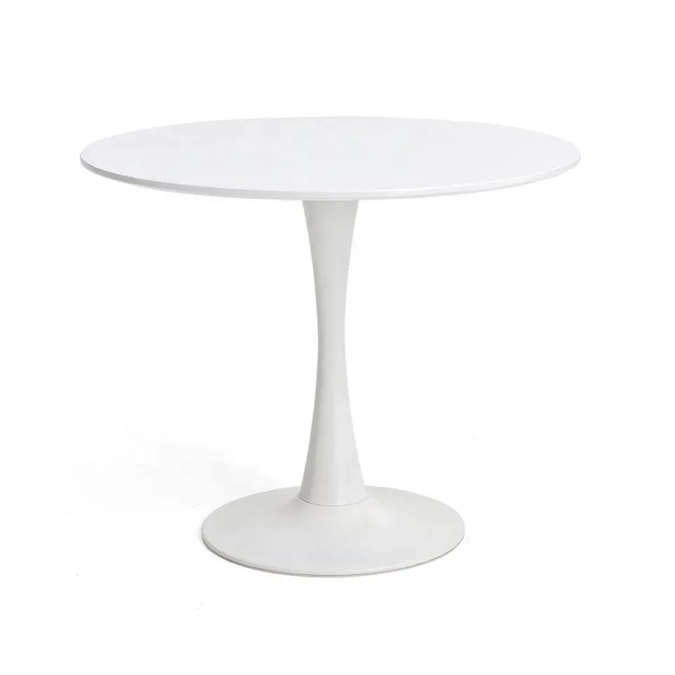 Wholesale Round Small Size Restaurant Furniture Table Set White High Gloss Wooden Tulip Dining Tables