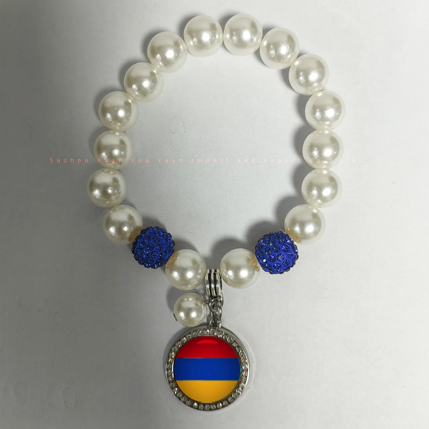 18 Beads ARMENIA  Flag Charms Whith ABS Imitated  Beads  and 2  polymer clay Beads  bracelet