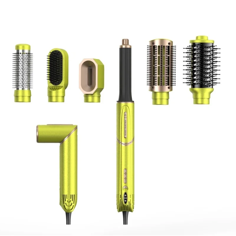 6 in 1 Metal Professional Hair Styling Blow Tools Set Foldable Hair Dryer Brush Straightener Hot Comb Hair Curler for Home Salon
