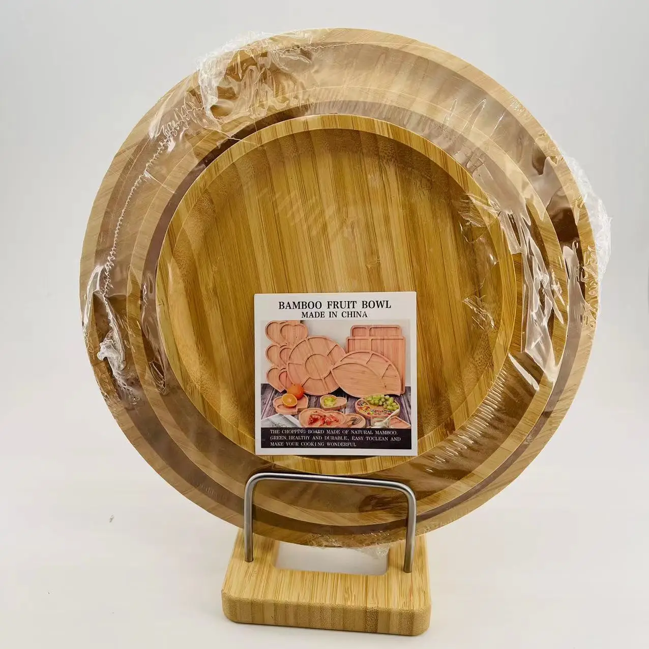 Wholesale New Type Round Bamboo Tray Set Solid Custom Food Fruit Serving Tray Bamboo Plates Wood Plates