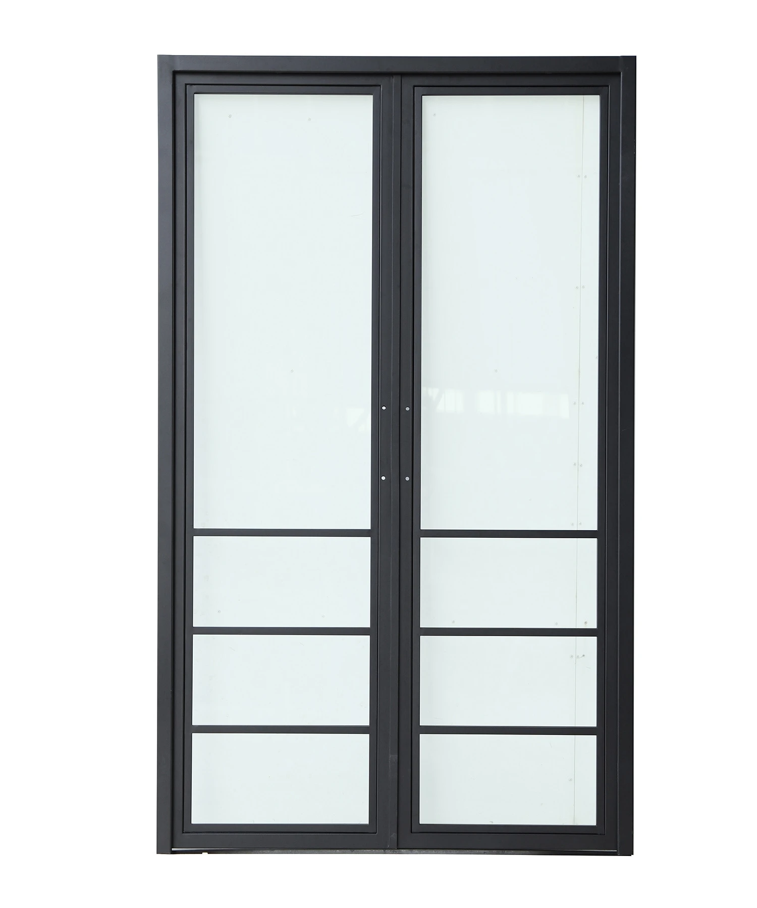 Customizable French Style Forged Iron for Indoor Use Only Glass Steel Swing Matt Black Glass Door Entry Doors