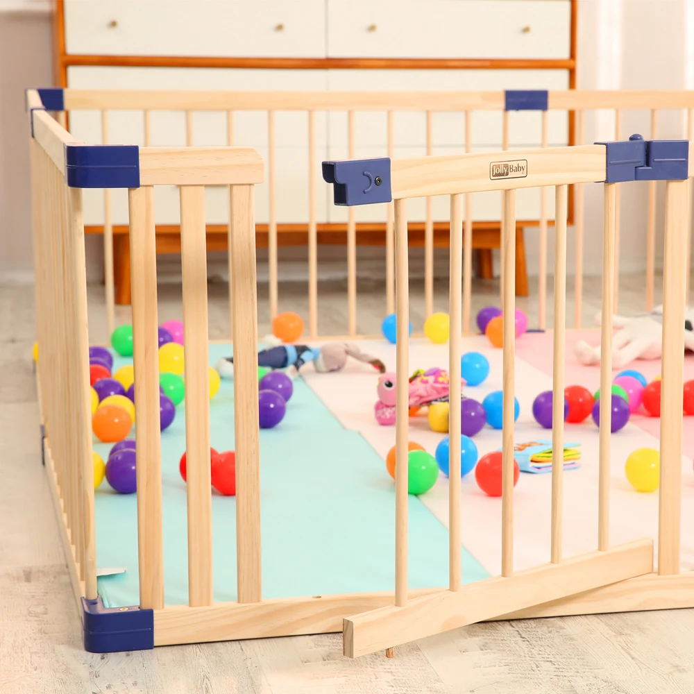 JollyBaby Wooden Folding Baby Playpen  Wood Baby Fence Big Siz  61cm natural wooden playpen