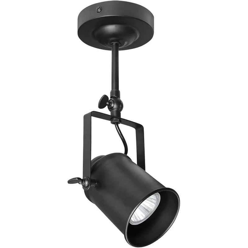 Retro Industrial Double Ceiling Spotlight Bar Adjustable Vintage Black Metal Tracklights GU10