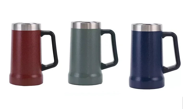 Adventure Big Hand Grip Beer tumbler  cup Stainless Steel Double Wall Tankard Beer Mug with Handle