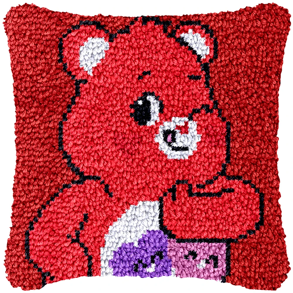 Custom diy cushion carpet mat latch hook rug kits best easy cute bear latch hook kits pillow kits for adult