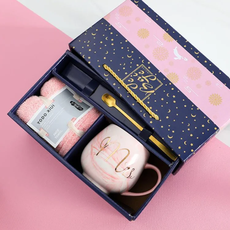 Mug business gift box Ceramic coffee cup with colorful gift box Business premium gift creative souvenir Simple