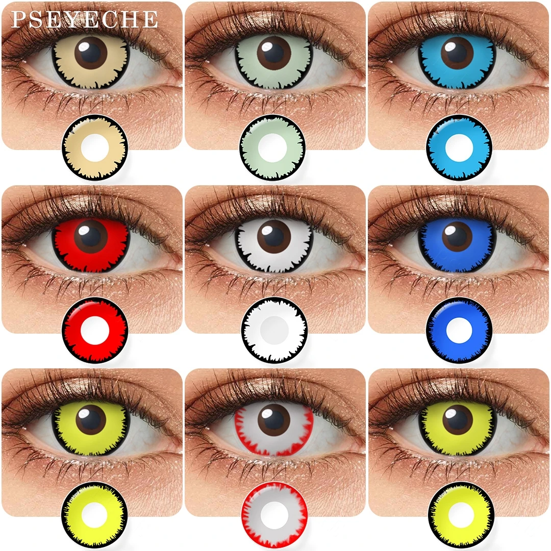 Pseyeche Косплей Sharingan контактные линзы сумасшедшего цвета Louis Вампир Хэллоуин