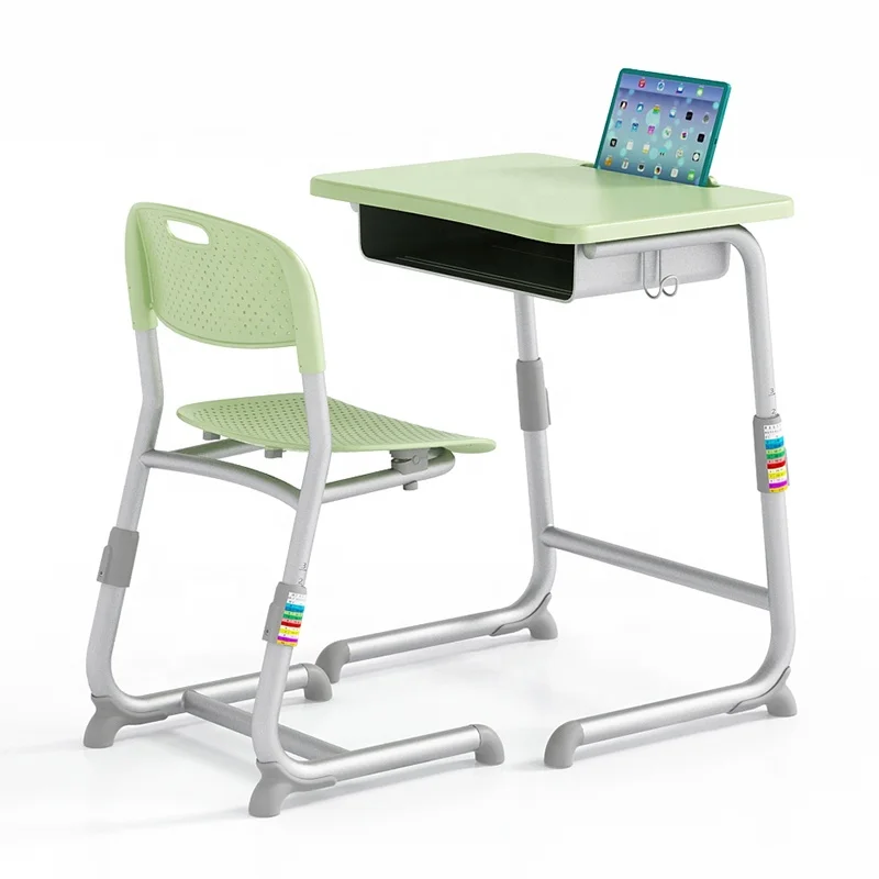 Hot Sell Height Adjustable Single School Desk And Chair For Classroom Furniture