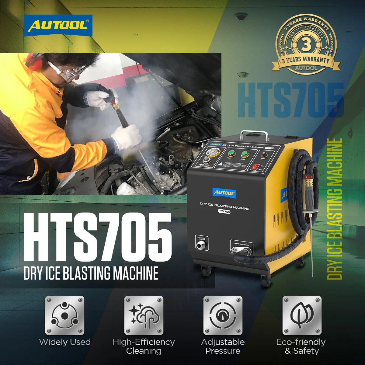 Оптовая продажа AUTOOL HTS705 110 В 220 автоматическая машина для очистки сухим льдом очиститель углерода