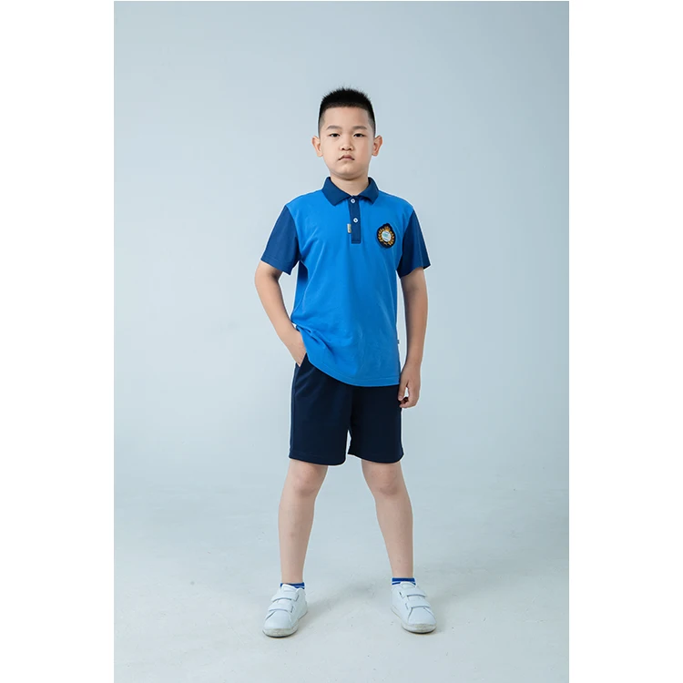 Hot Selling Summer Short Sleeve Polo Shirt Primary School Uniform T  Shirt  Short Pants  for Children