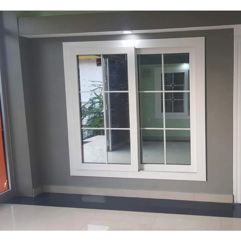Factory New High Security sliding window Small Size Horizontal Plastic window Double Glazing Pvc windows