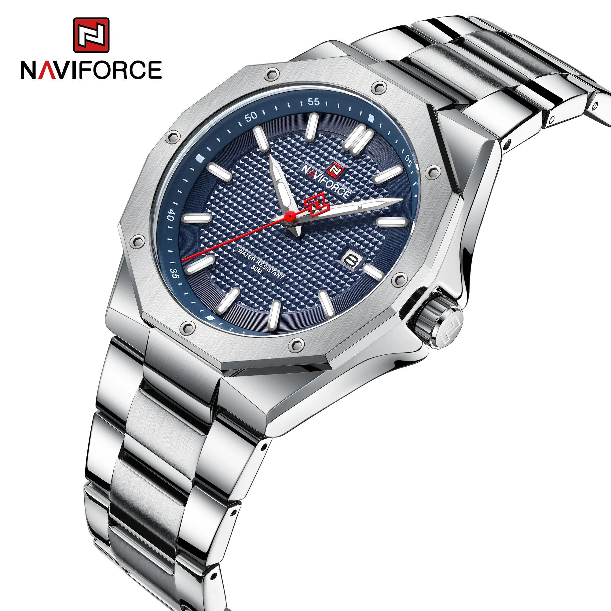Naviforce NF9200S высококачественные синие мужские кварцевые часы 2022 Нержавеющая сталь ремешок водостойкий дисплей даты винтажные для отдыха