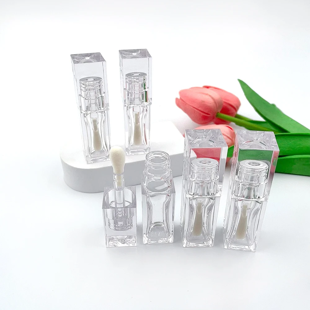 New Arrive 5ml Transparent Clear Lip Glaze Tube Square Lipgloss Tube Luxury Empty Lip Gloss Containers