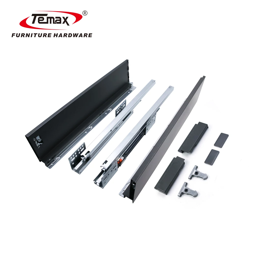 Thin Type Soft Close Metal Box Drawer Slide Height 100MM